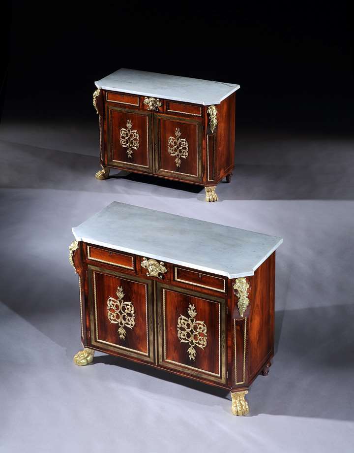 A pair of Regency rosewood side cabinets